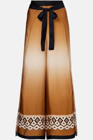 Max Mara Printed satin cropped wide-leg pants