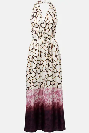 DRIES VAN NOTEN Printed silk twill maxi dress