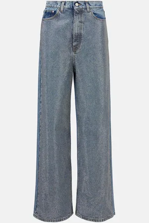 Stella McCartney Crystal-embellished wide-leg jeans