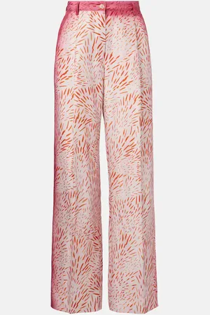 DRIES VAN NOTEN Printed silk wide-leg pants