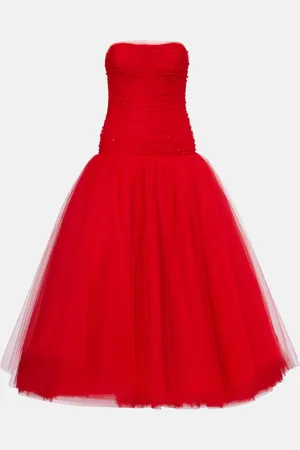 Carolina Herrera Embellished strapless tulle gown