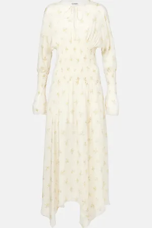 Ganni Printed smocked maxi dress