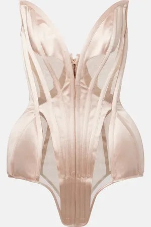 MUGLER Mesh corset bodysuit