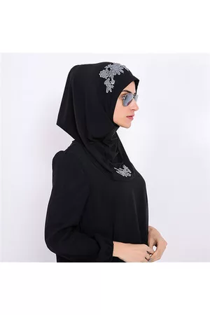 Newchic Women Modal Flowers Embroidery Breathable Muslim Head Coverings Hijab Islamic Scarf Muslim Headscarf