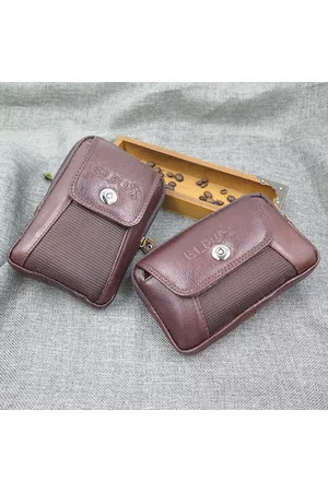 Newchic Genuine Leather 5.8 Inch Cellphone Waist Bag Leisure Retro Crossbody Bag For Men