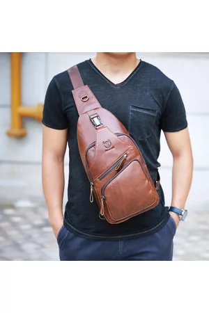 Newchic Bullcaptain Men Casual Leather Chest Bag