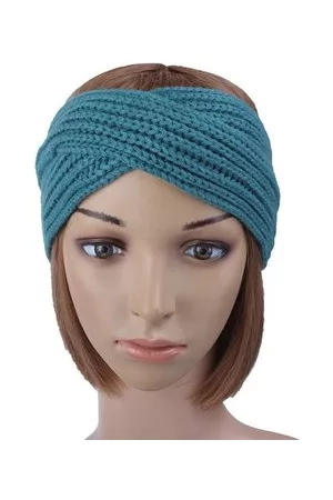 Newchic Women Girl Crochet Knit Cross Wide Headband Wool Hair Accessories