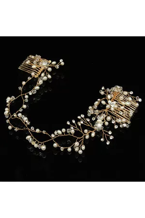 Newchic Bride Luxury Crystal Pearl Bead Hair Chian Comb Wedding Bridal Tiara Hair Accessories Headband