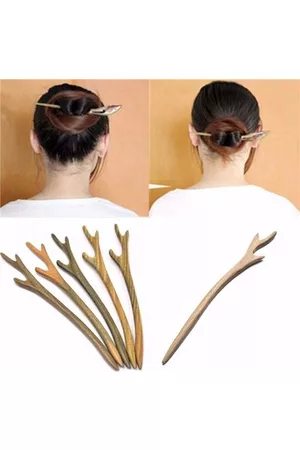Newchic 1 Pc Handmade Wooden Hair Pin Stick Chopstick Wood Carved Hair Accessories