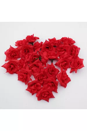 Newchic 25 Roses Artificial Silk Flower Heads Lot For Hair Clip Wedding Decoration