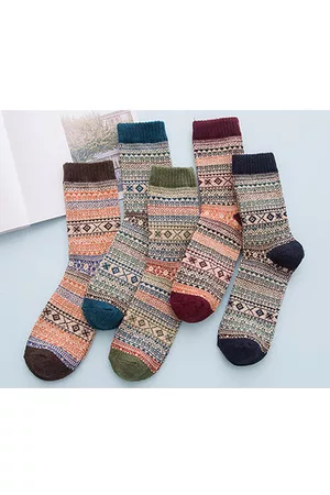 Newchic Casual Retro Ethnic Pattern Thick Warm Wool Blended Socks For Men