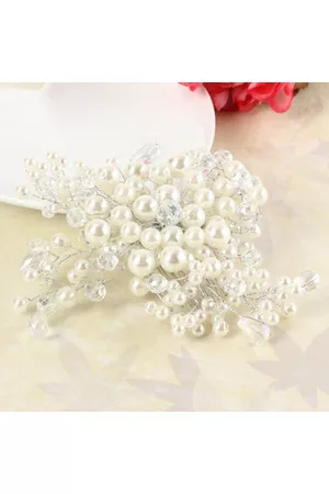 Newchic Weddig Bridal Bride Pearl Crystal Bead Hair Bomb Headpiece Hair Accessories
