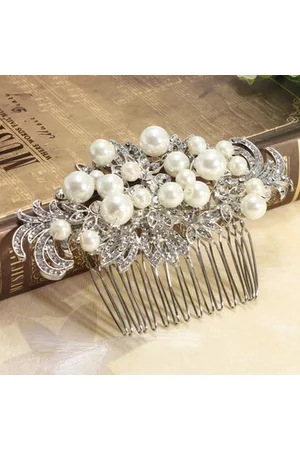 Newchic Wedding Bridal Artificial Pearl Crystal Rhinestone Flowers Diamante Hair Clip Comb Headpiece