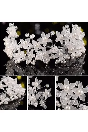 Newchic Bride Flower Artificial Pearl Headpiece Bridal Wedding Headband Hair Accessories