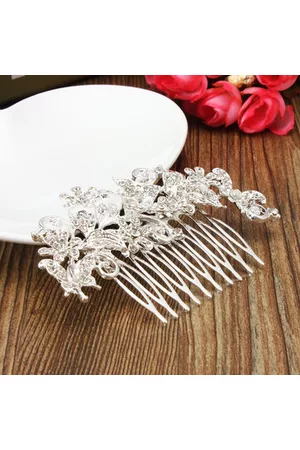 Newchic Bride Butterfly Flower Crystal Rhinestone Alloy Hair Clip Comb Wedding Bridal Headpiece Accessories