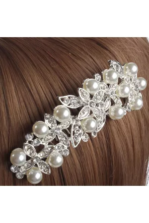 Newchic Bride Wedding Artificial Pearl Crystal Rhinestone Hair Clip Comb Hairpin Bridal Headpiece