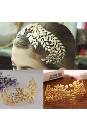 Newchic Vintage 20's Headpiece Comb Bride Gold Leaf Headdress Headband Roman Hair Crown