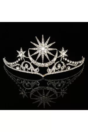 Newchic Bride Star Moon Queen Crystal Crown Tiara Wedding Bridal Party Prom Headband Hair Jewelry