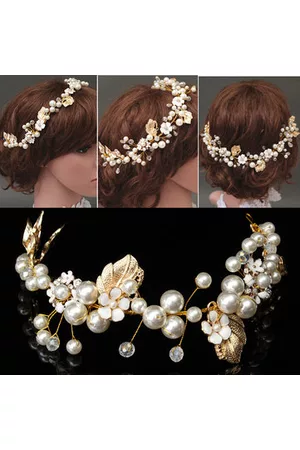 Newchic Bride Luxury Crystal Pearl Bead Hair Chain Wedding Bridal Tiara Hair Accessories Headband