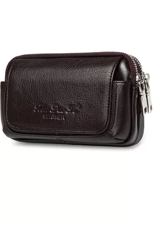 Newchic Solid Genuine Leather Waist Bag Crossbody Bag Big Capacity Phone Bag For Men