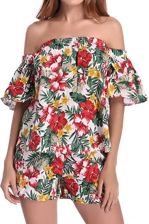Newchic Women Suits - Bohemian Women Floral Printed Shirt Shorts Suit Set Holiday Clothing Set