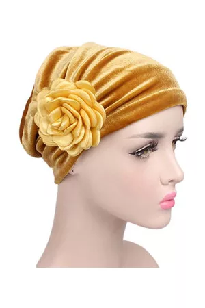 Newchic Women Velvet Bonnets Skullies Hat With Flowers
