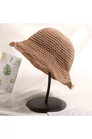 Newchic Women Foldable Hollow Knitted Bucket Hat