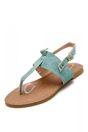 Newchic Large Size Buckle Pure Color Flip Flops Slip On Slingback Flat Sandals