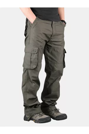 Newchic Men's Extra Large Multi Pockets Outdoor Cargo Pants Casual Loose Cotton Trousers