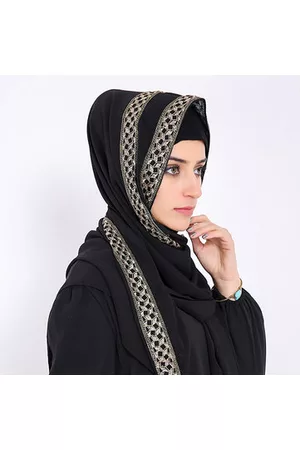 Newchic Women Hijabs - Women Muslim Headscarf Plain Pearl Chiffon Scarf Hijab Arab Islamic Prayer Loop Shawls Scarves