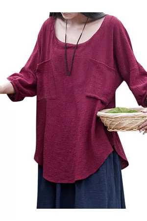 Newchic Pure Color 3/4 Sleeve Vintage T-shirts
