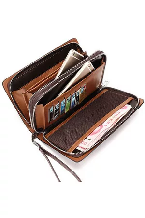 Newchic Men Business PU Leather Portable Bag Zipper Wallet Phone Bags For iPhone Samsung Xiaomi Huawei