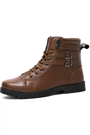 Newchic Men Leather Slip Resistant Lace Up Casual Boots