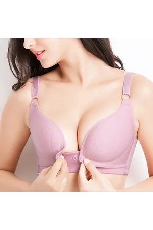 Front Opening Button No Rims Postpartum Breast Feeding Bra