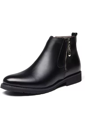 Newchic Men Leather Pointed Toe Side Zipper Casual Boots