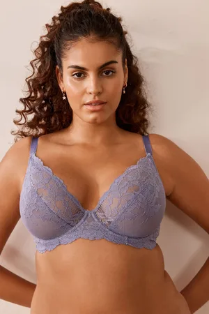Buy Navy Blue/Pink/White Non Pad Full Cup DD+ Cotton Blend Bras 3