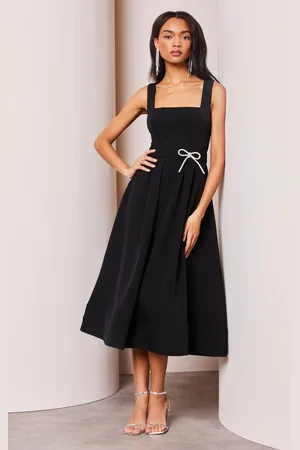 Lipsy square neck store belted midi dress