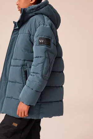 Next Teal Utility Fleece Lined Hooded Padded Puffer Coat (3-16yrs)