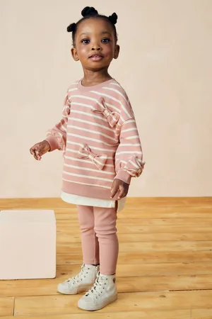 Next Stripped Padded Bows Long Sleeve Top and Leggings Set (3mths-7yrs)