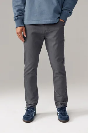 Next Charcoal Straight Fit Printed Soft Touch Stretch Denim Jeans Style Trousers