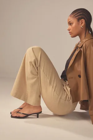 Next Premium Leather Toe Post Heeled Mules