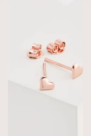 Next Rose Gold Plated Sterling Heart Stud Earrings