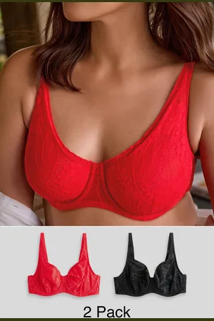 Next Red/ DD+ Non Pad Full Cup Lace Detail Ultimate Comfort Bras 2 Pack