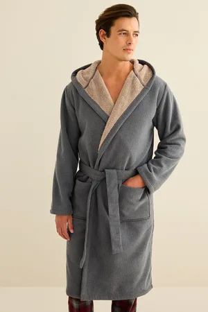 Next Fleece Borg Lined Textured Dressing Gown