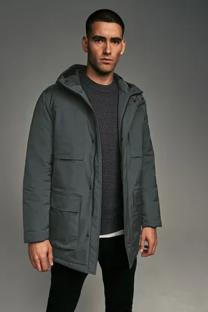 Next Charcoal Shower Resistant Padded 4 Pocket Parka Coat