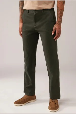 Next Khaki Straight Fit Stretch Printed Soft Touch Chino Trousers