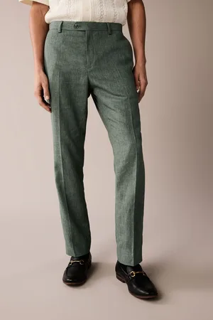 Next Linen Blend Tailored Fit Suit Trousers