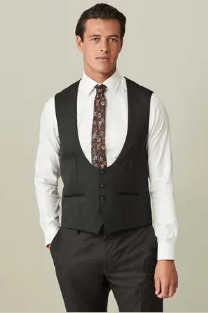 Next Regular Fit Wool Blend Shiny Tuxedo Waistcoat