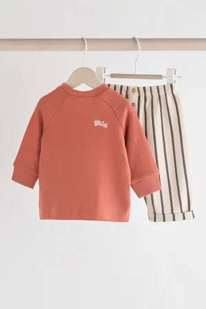 Next Rust Stripe Baby Top And Leggings Set