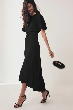 Next Short Sleeve Ruched Midi Dress